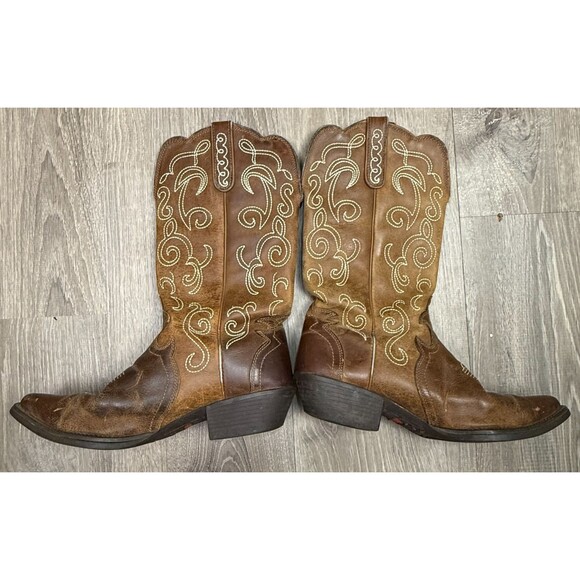 Justin Western Cowboy Boots 10.5 Puma Tan Leather Cowgirl Coastal Boho L2703 - Picture 3 of 12